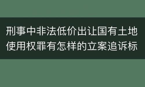 刑事中非法低价出让国有土地使用权罪有怎样的立案追诉标准
