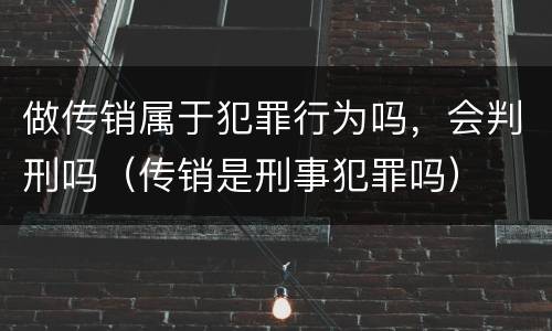 做传销属于犯罪行为吗，会判刑吗（传销是刑事犯罪吗）