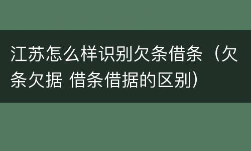 江苏怎么样识别欠条借条（欠条欠据 借条借据的区别）