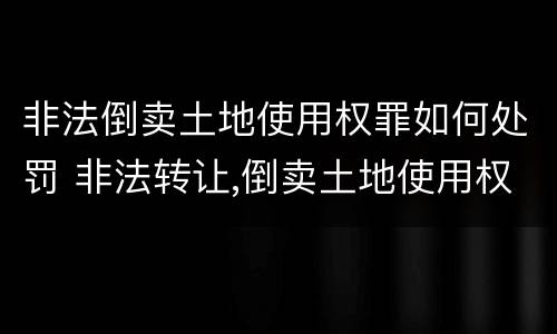 非法倒卖土地使用权罪如何处罚 非法转让,倒卖土地使用权罪
