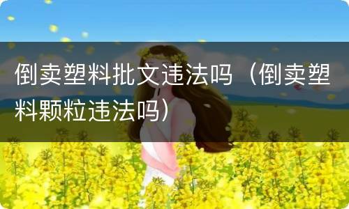 倒卖塑料批文违法吗（倒卖塑料颗粒违法吗）