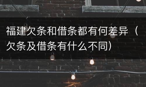 福建欠条和借条都有何差异（欠条及借条有什么不同）