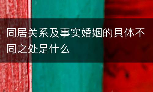同居关系及事实婚姻的具体不同之处是什么