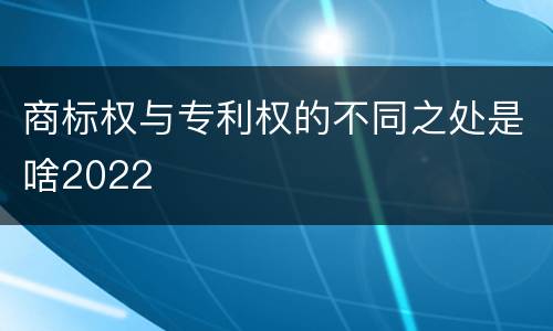 商标权与专利权的不同之处是啥2022
