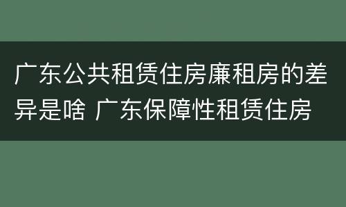广东公共租赁住房廉租房的差异是啥 广东保障性租赁住房