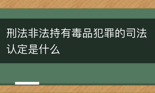 刑法非法持有毒品犯罪的司法认定是什么