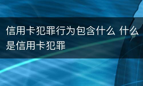 信用卡犯罪行为包含什么 什么是信用卡犯罪