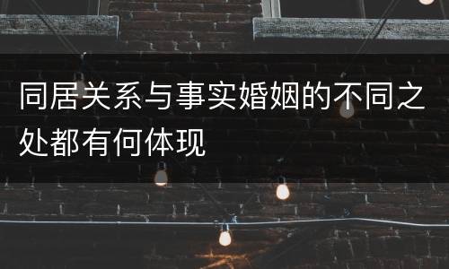 同居关系与事实婚姻的不同之处都有何体现