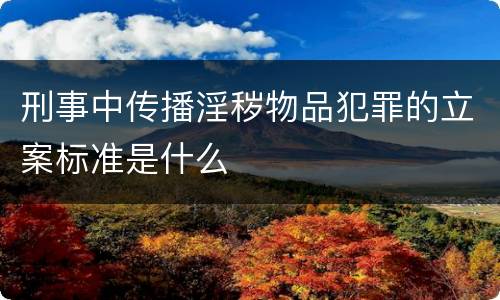 刑事中传播淫秽物品犯罪的立案标准是什么