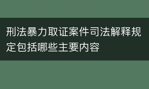 刑法暴力取证案件司法解释规定包括哪些主要内容