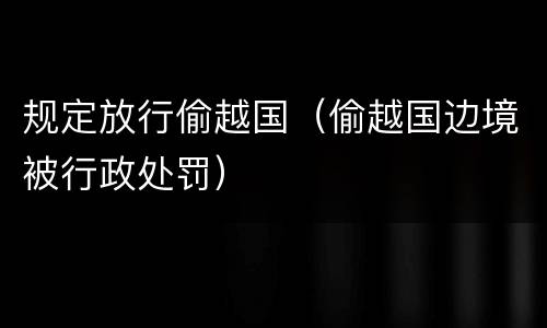 规定放行偷越国（偷越国边境被行政处罚）