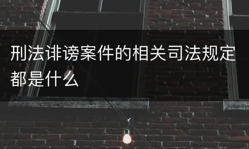 刑法诽谤案件的相关司法规定都是什么