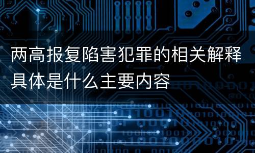 两高报复陷害犯罪的相关解释具体是什么主要内容