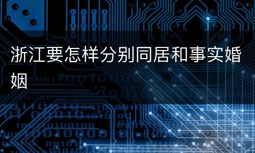 浙江要怎样分别同居和事实婚姻