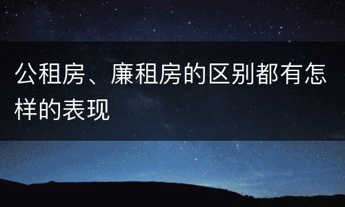 公租房、廉租房的区别都有怎样的表现