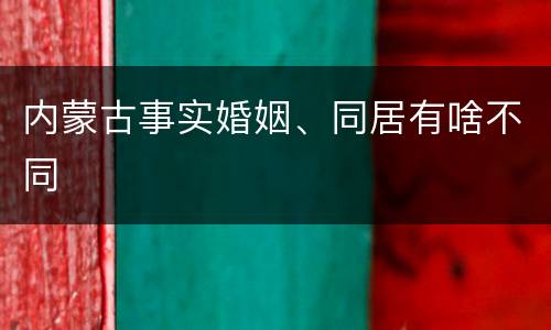 内蒙古事实婚姻、同居有啥不同