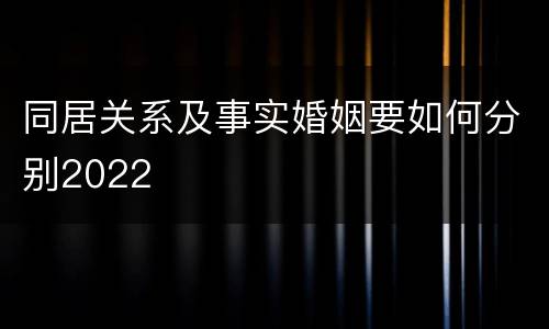 同居关系及事实婚姻要如何分别2022