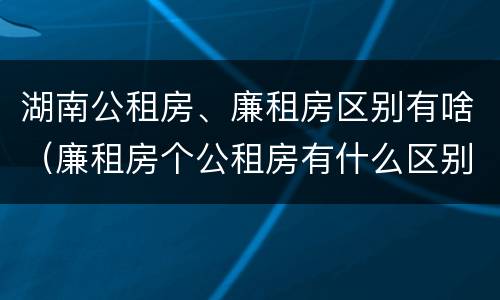 湖南公租房、廉租房区别有啥（廉租房个公租房有什么区别）