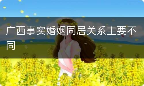 广西事实婚姻同居关系主要不同