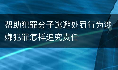 帮助犯罪分子逃避处罚行为涉嫌犯罪怎样追究责任
