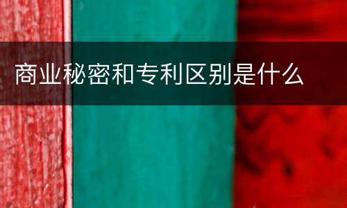 商业秘密和专利区别是什么