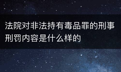 法院对非法持有毒品罪的刑事刑罚内容是什么样的