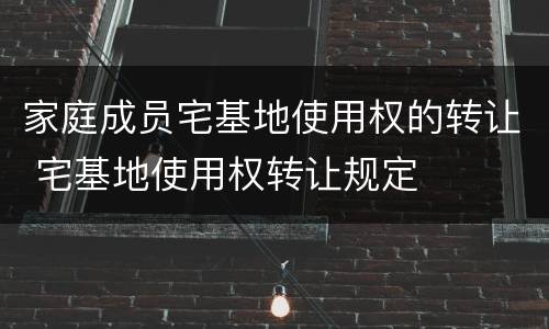 家庭成员宅基地使用权的转让 宅基地使用权转让规定