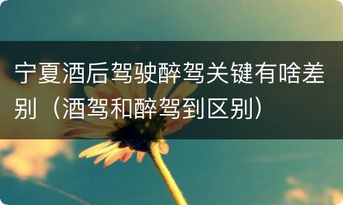 宁夏酒后驾驶醉驾关键有啥差别（酒驾和醉驾到区别）