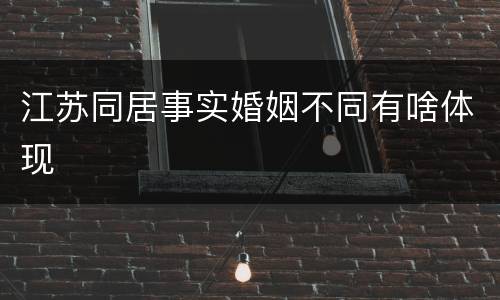 江苏同居事实婚姻不同有啥体现