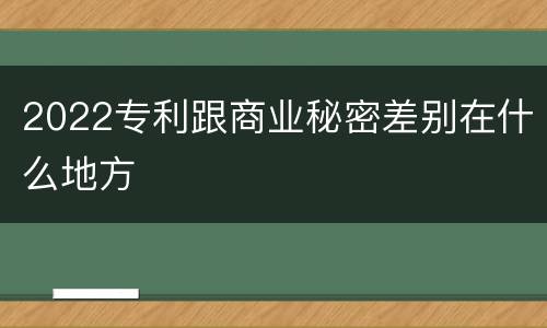 2022专利跟商业秘密差别在什么地方