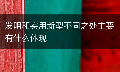 发明和实用新型不同之处主要有什么体现