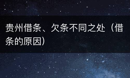 贵州借条、欠条不同之处（借条的原因）