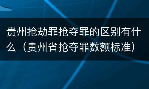 贵州抢劫罪抢夺罪的区别有什么（贵州省抢夺罪数额标准）
