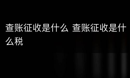 查账征收是什么 查账征收是什么税