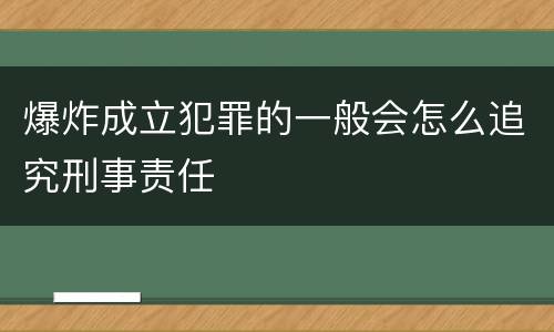 爆炸成立犯罪的一般会怎么追究刑事责任