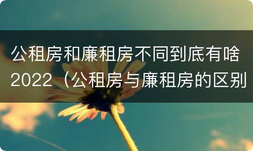 公租房和廉租房不同到底有啥2022（公租房与廉租房的区别都在此,别再搞错了!）