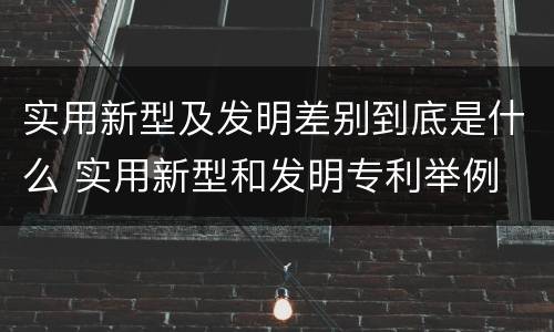 实用新型及发明差别到底是什么 实用新型和发明专利举例