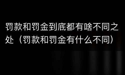 罚款和罚金到底都有啥不同之处（罚款和罚金有什么不同）