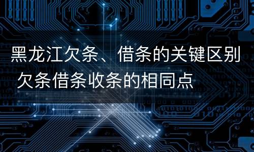 黑龙江欠条、借条的关键区别 欠条借条收条的相同点