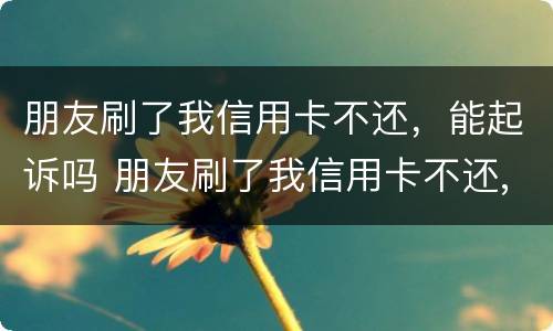朋友刷了我信用卡不还，能起诉吗 朋友刷了我信用卡不还,报警有用吗