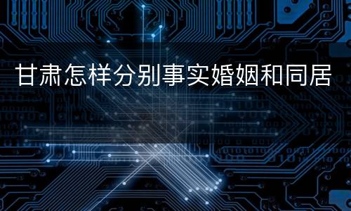 甘肃怎样分别事实婚姻和同居