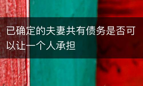 已确定的夫妻共有债务是否可以让一个人承担