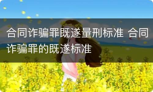 合同诈骗罪既遂量刑标准 合同诈骗罪的既遂标准