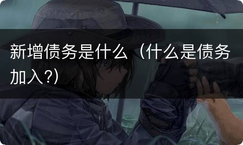 新增债务是什么（什么是债务加入?）