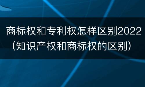 商标权和专利权怎样区别2022（知识产权和商标权的区别）