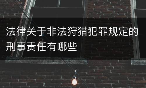 法律关于非法狩猎犯罪规定的刑事责任有哪些