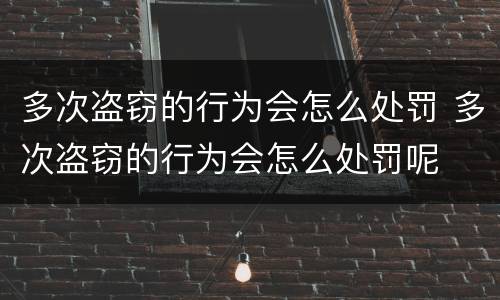 多次盗窃的行为会怎么处罚 多次盗窃的行为会怎么处罚呢