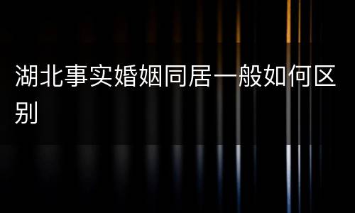 湖北事实婚姻同居一般如何区别