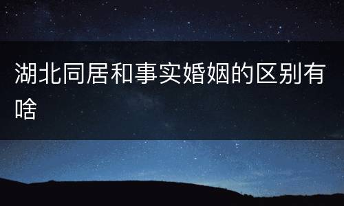 湖北同居和事实婚姻的区别有啥