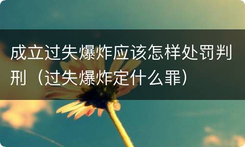 成立过失爆炸应该怎样处罚判刑（过失爆炸定什么罪）